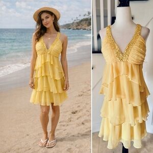 LAST CHANCE! 3/$50 Bright Yellow Ruffle Party Dress